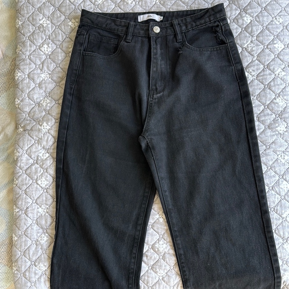 Adika Black Straight Leg Pants High-Waisted
